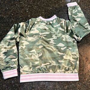 Paisley Sky Green Camouflage Hoodie with Pink Trim
